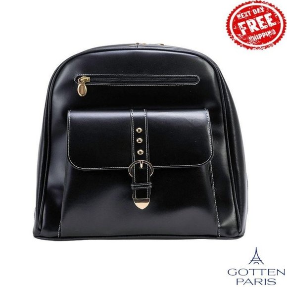 McKlein Madison Leather Business Laptop Tablet Backpack Black Women\'s Bag main image 6